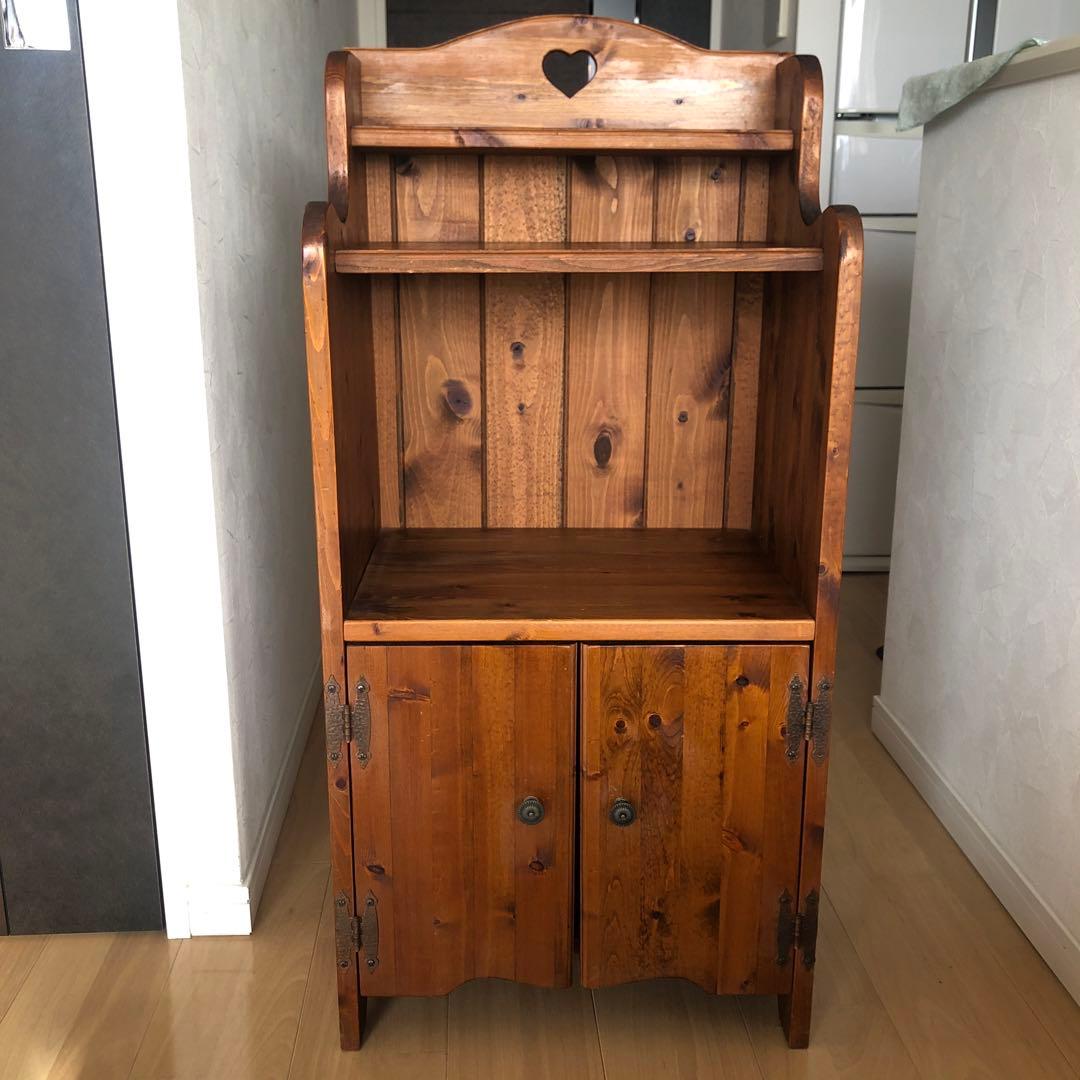 カントリー家具　木製ハート型シェルフ 収納付き 楽天市場】NC カントリー ハート 布扉付き キッチンラック