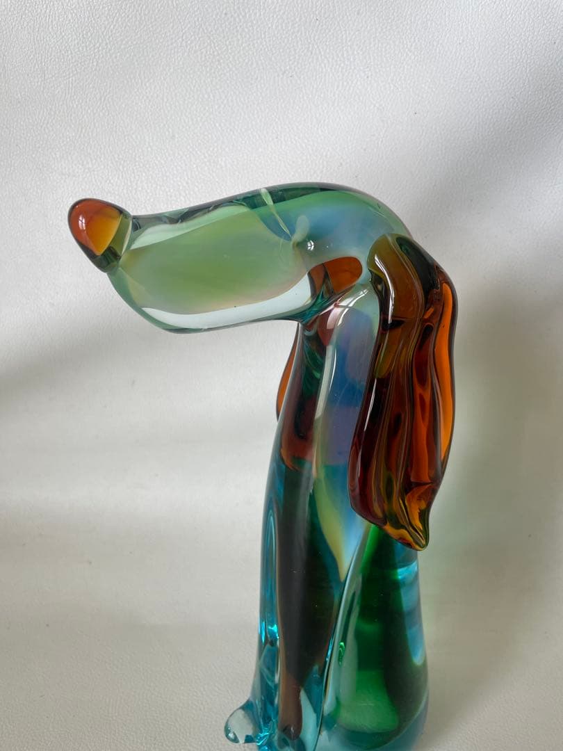 海外作家 ガラス細工 犬 ビーグル犬 ダックスフンド ガラス工芸 32.5cm