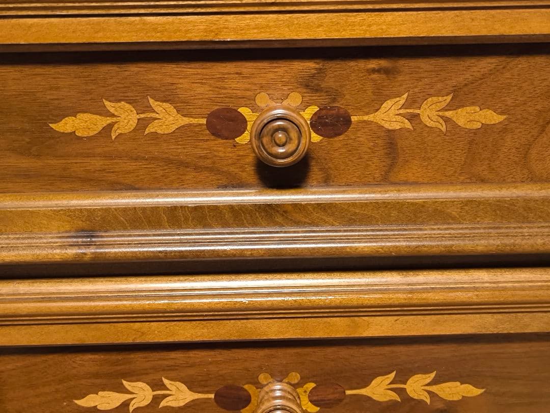 モービルハウス イタリア家具 電話台 3段チェスト 象嵌 アンティーク 花台