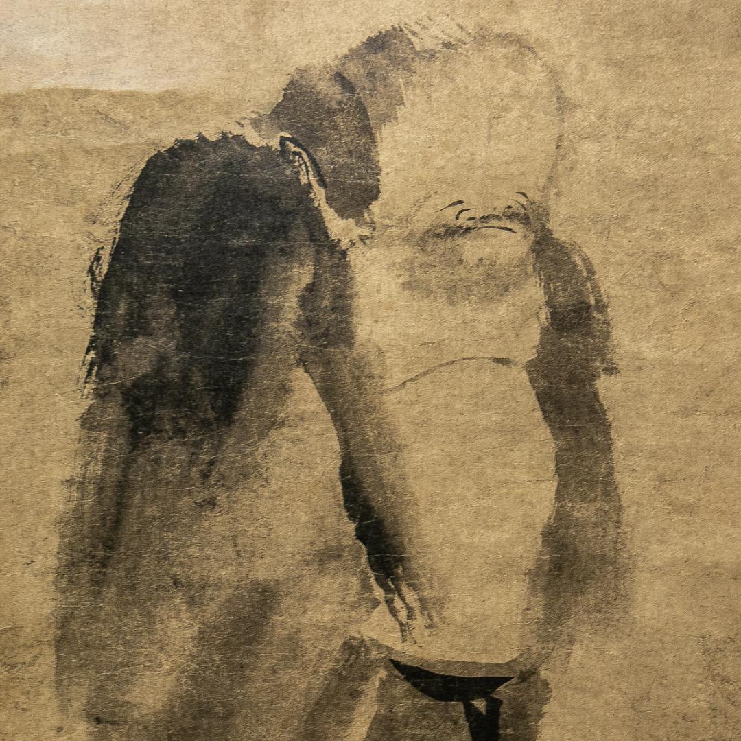 掛軸-1612　宋　梁楷　溌墨仙人図　二玄社　印刷工芸作品