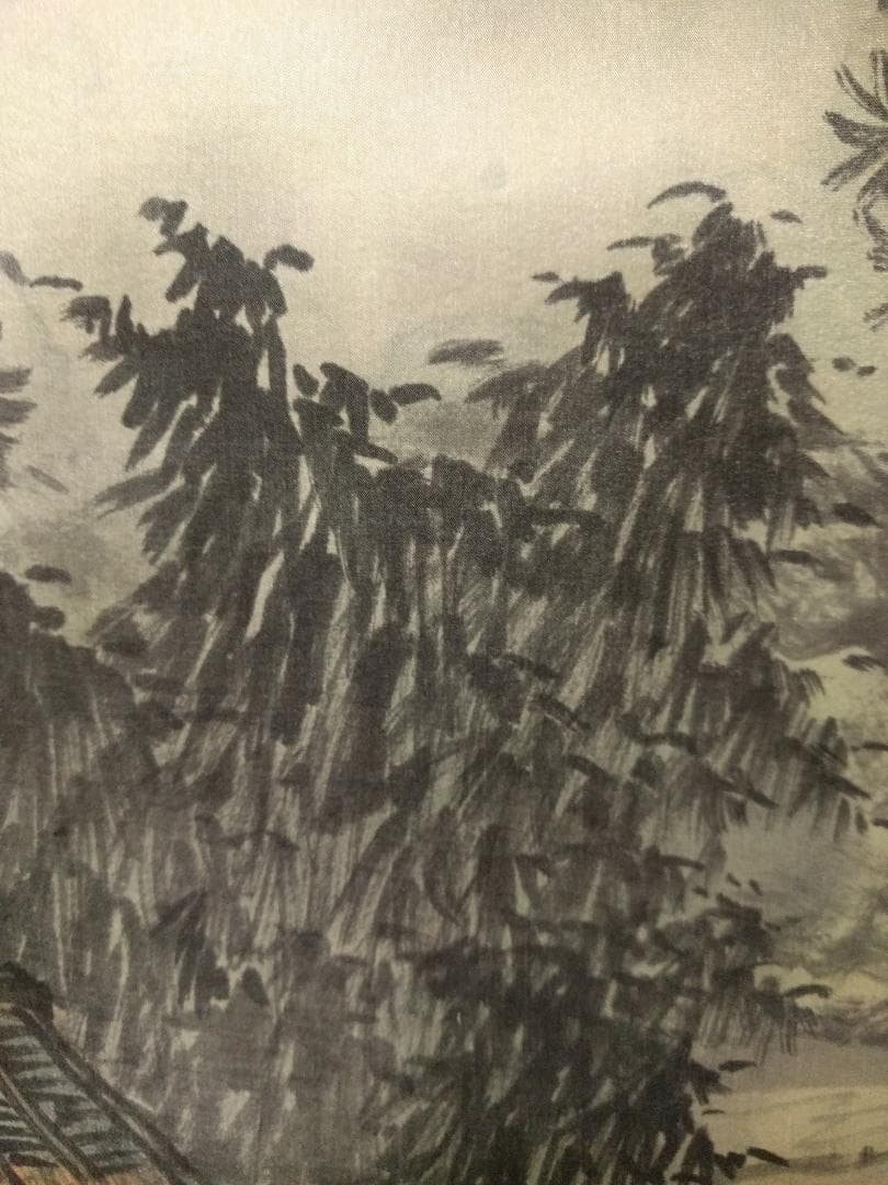 大軸掛軸 文晁『青緑山水図』日本画 絹本 肉筆 掛け軸 骨董品 古