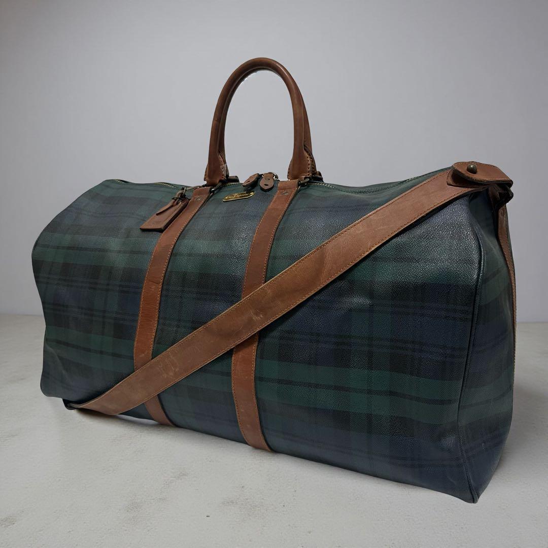 ラルフローレン レザーPVC 2way ブラックウォッチ 大容量ボストン