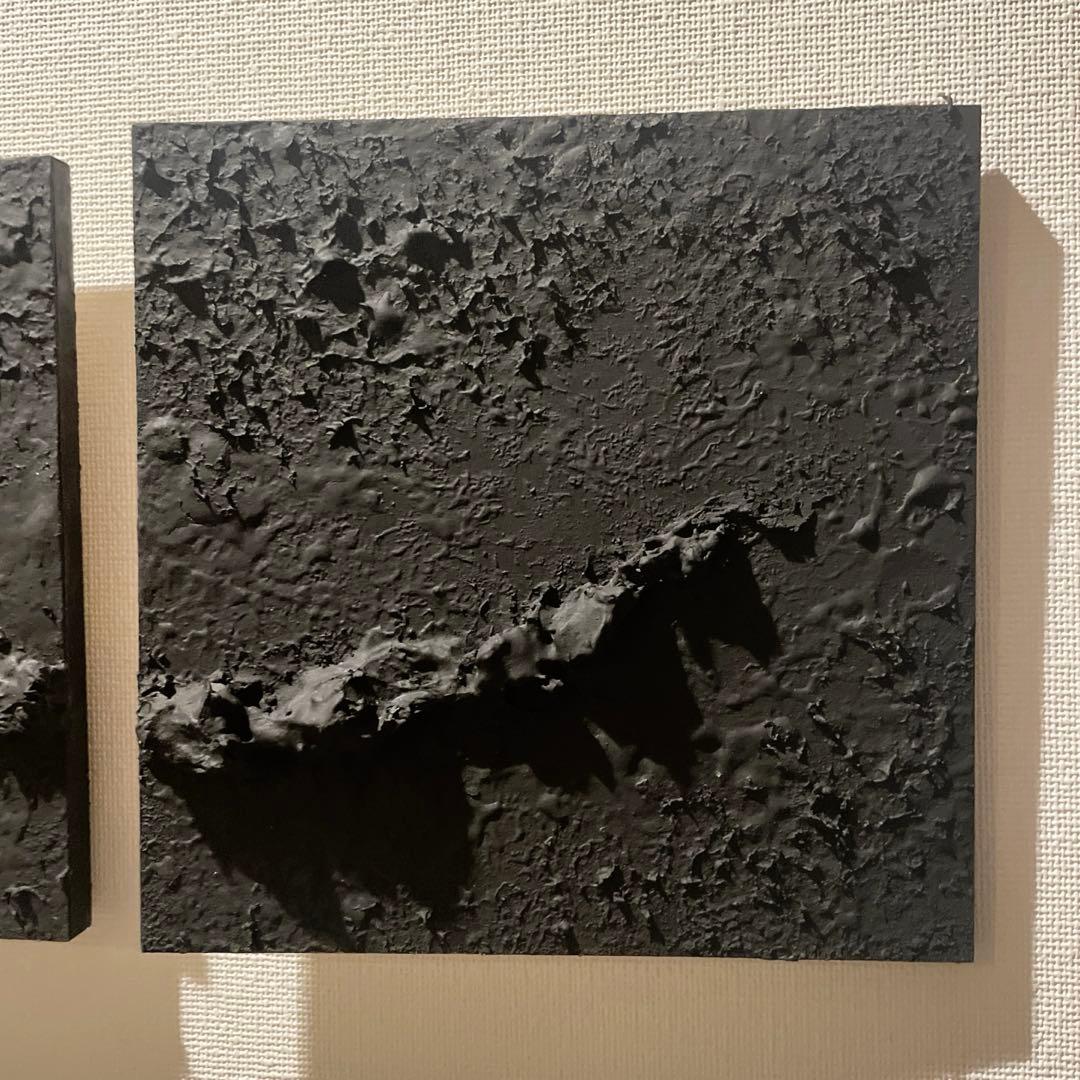 黒いテクスチャーアート 3枚セット ｜抽象画 絵画 アートパネル 現代アート