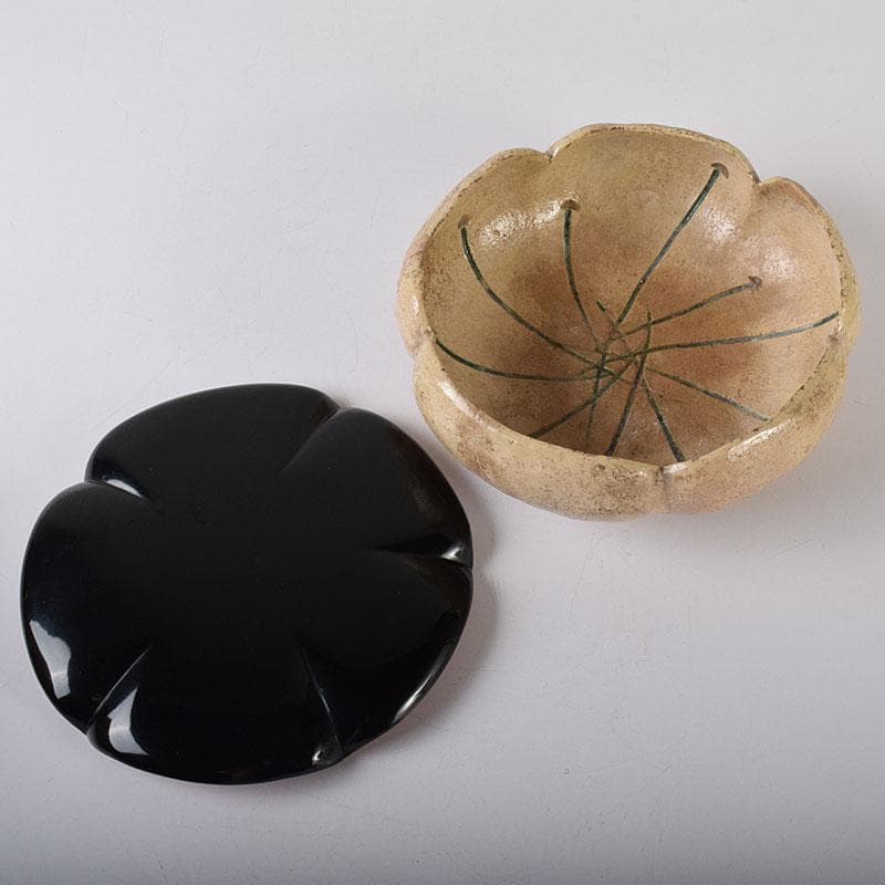 茶道具 楽焼 輪花鉢 菓子器 時代箱付 M R7991