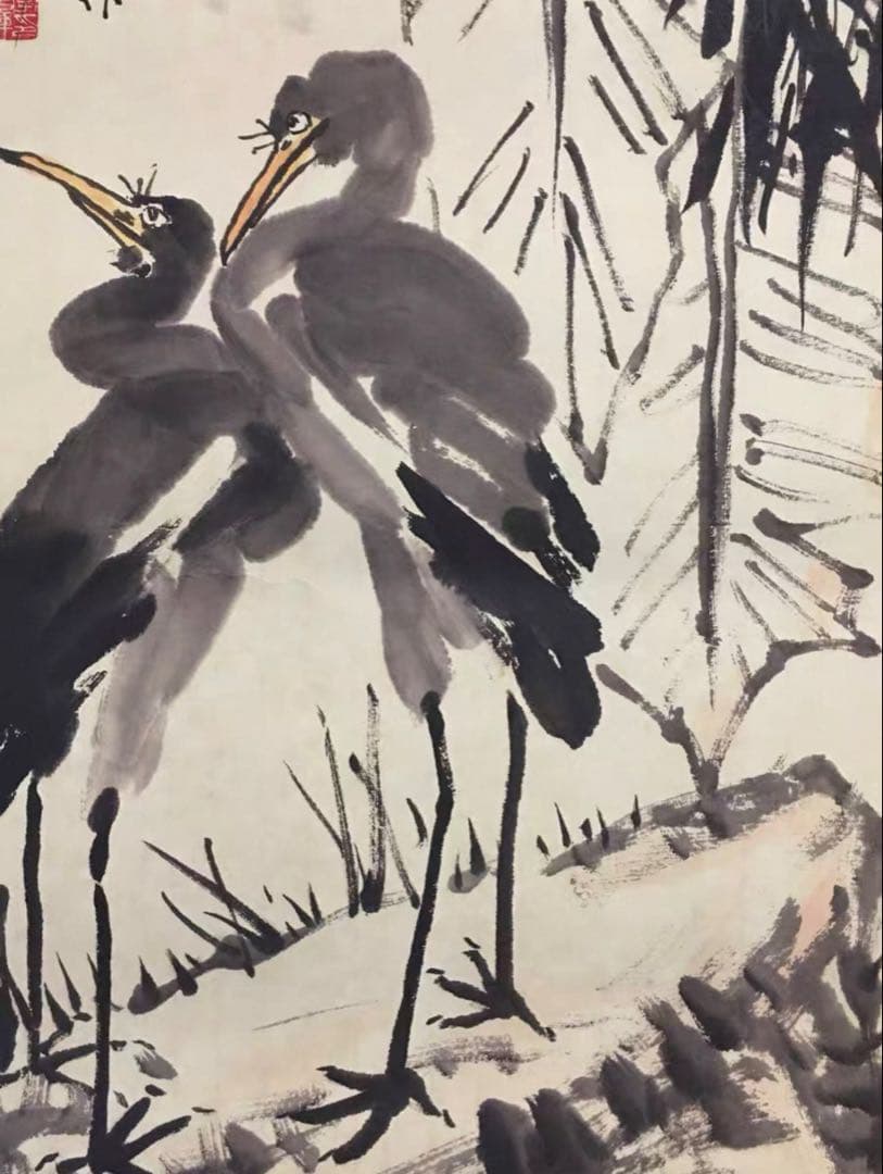 四条屏掛軸】李苦禅 花鳥画セット 宣紙／鑑賞用作品 和室・客間装飾に最適