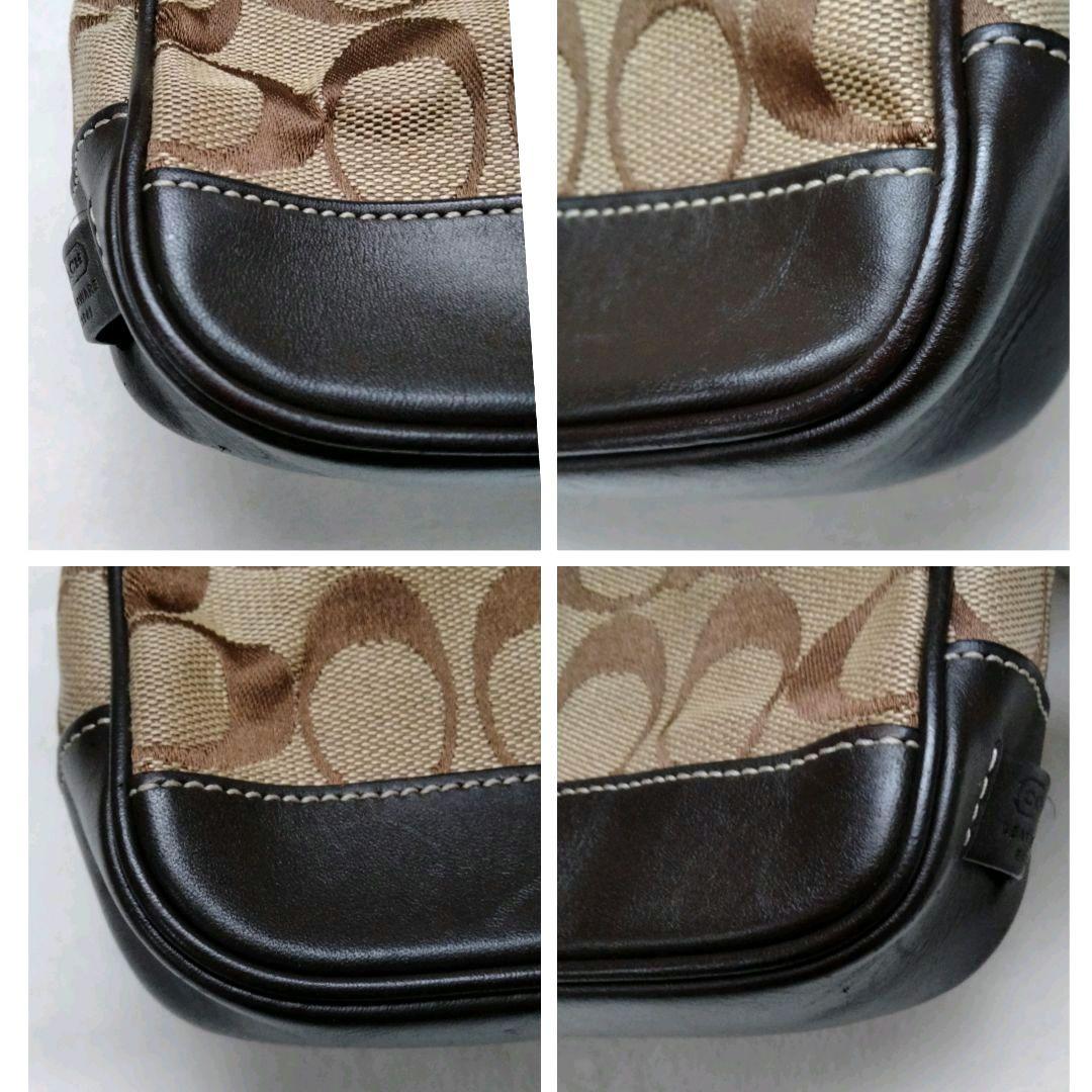 コーチ アクセサリーポーチ ハンドバッグ キャンバス レザー シグネチャー