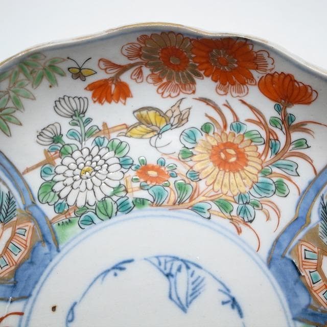 古伊万里　錦手　花尽くし文様　七寸皿　2枚