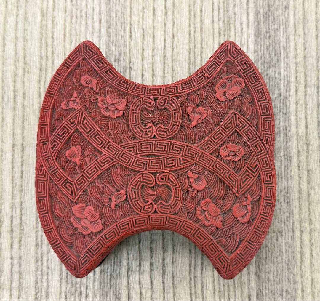中国　堆朱　菱型香合　型方勝　木製　送料込み250313