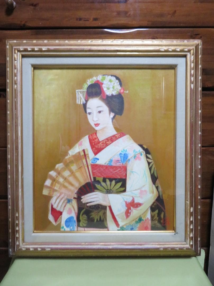 ◆　永井はる 「舞妓」 油彩　F１０号　東美会賞受賞　◆