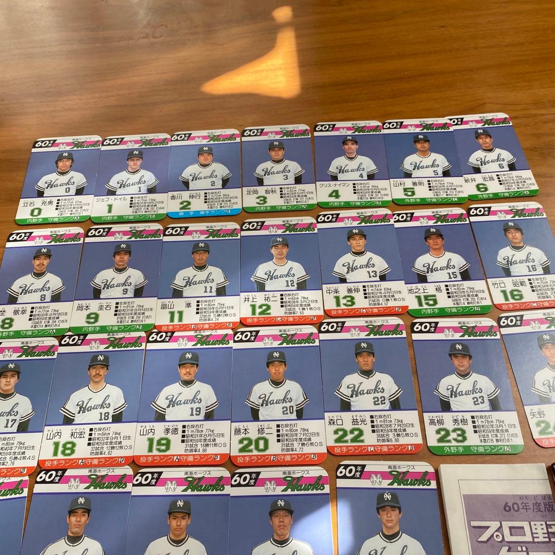 プロ野球ゲーム　球団別選手カード　60年度　南海ホークス　タカラ