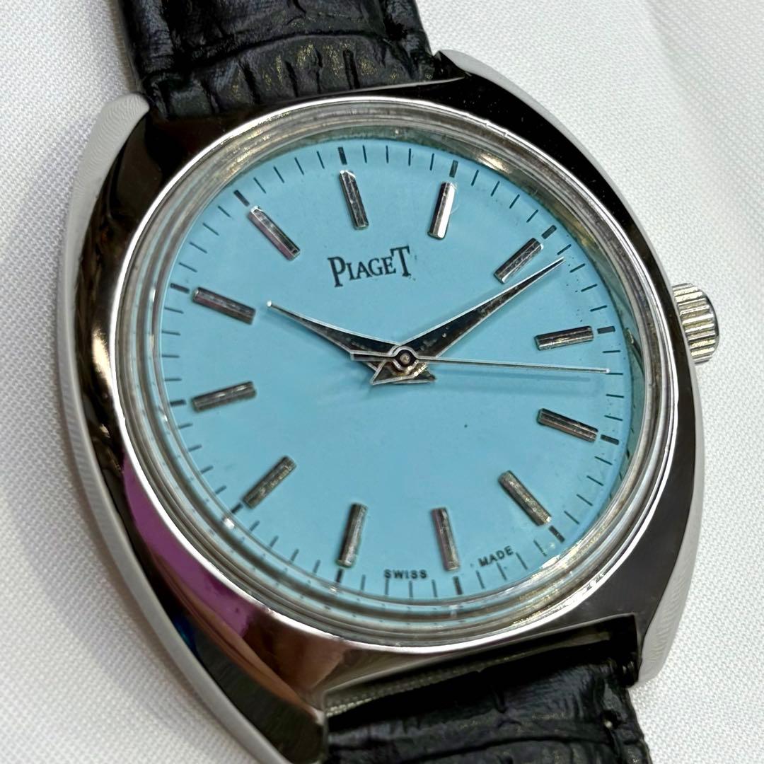 【再出品】 10721 青 【希少・極美品】Piaget 手巻き　ヴィンテージ
