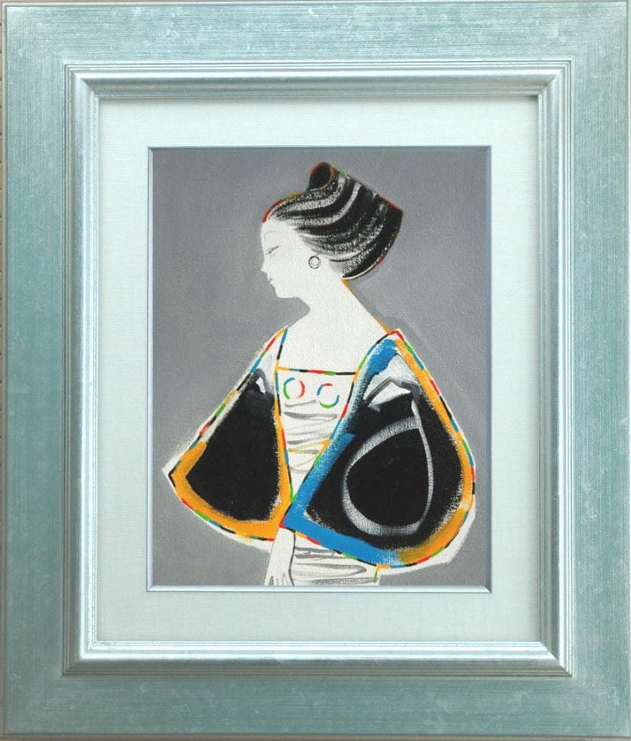 油絵 菅家令子 絵 絵画 インテリア (銀) F3-010411 人物 女性像