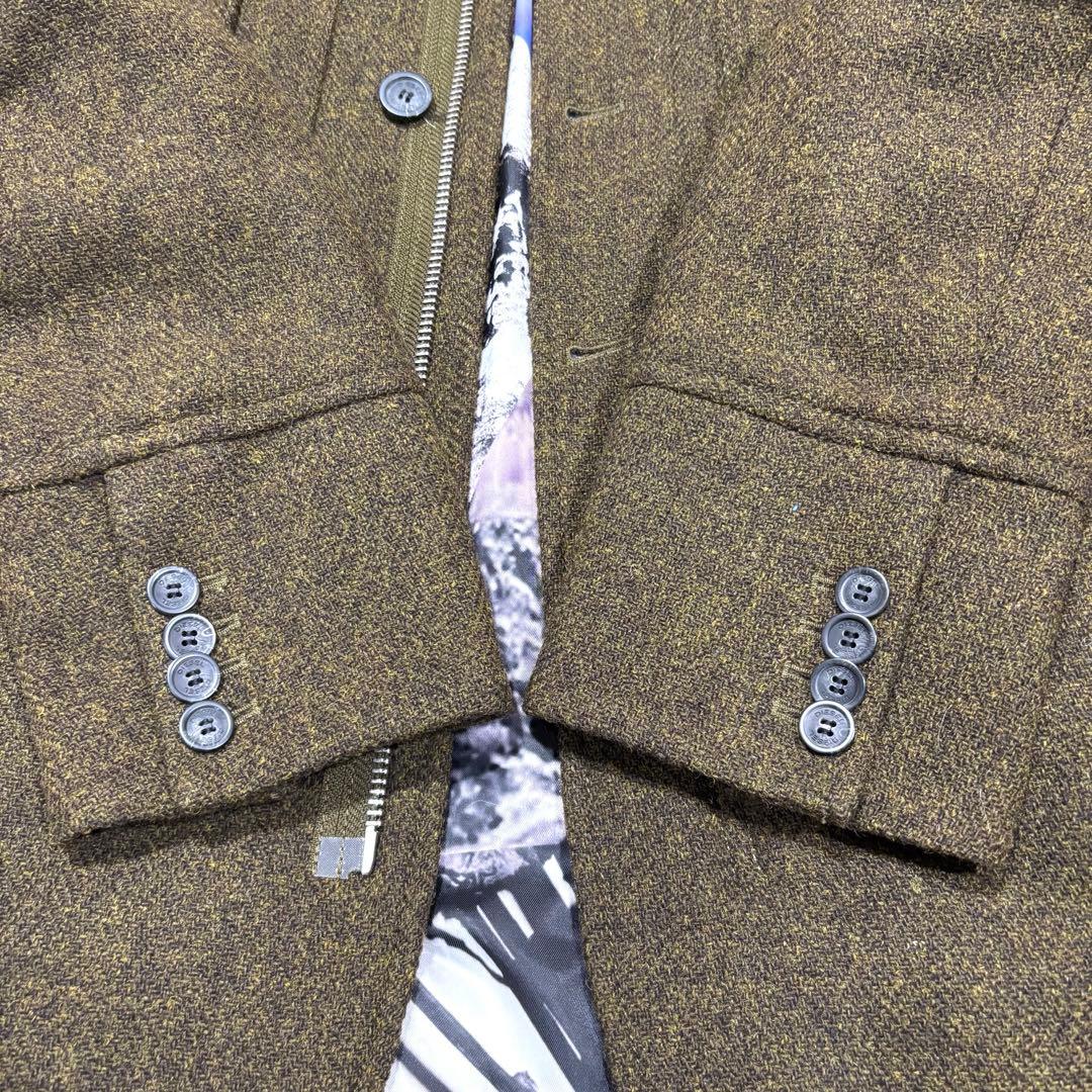 【美品】DIESEL ディーゼル 裏地アート総柄 ウールジャケット 襟レザー　M
