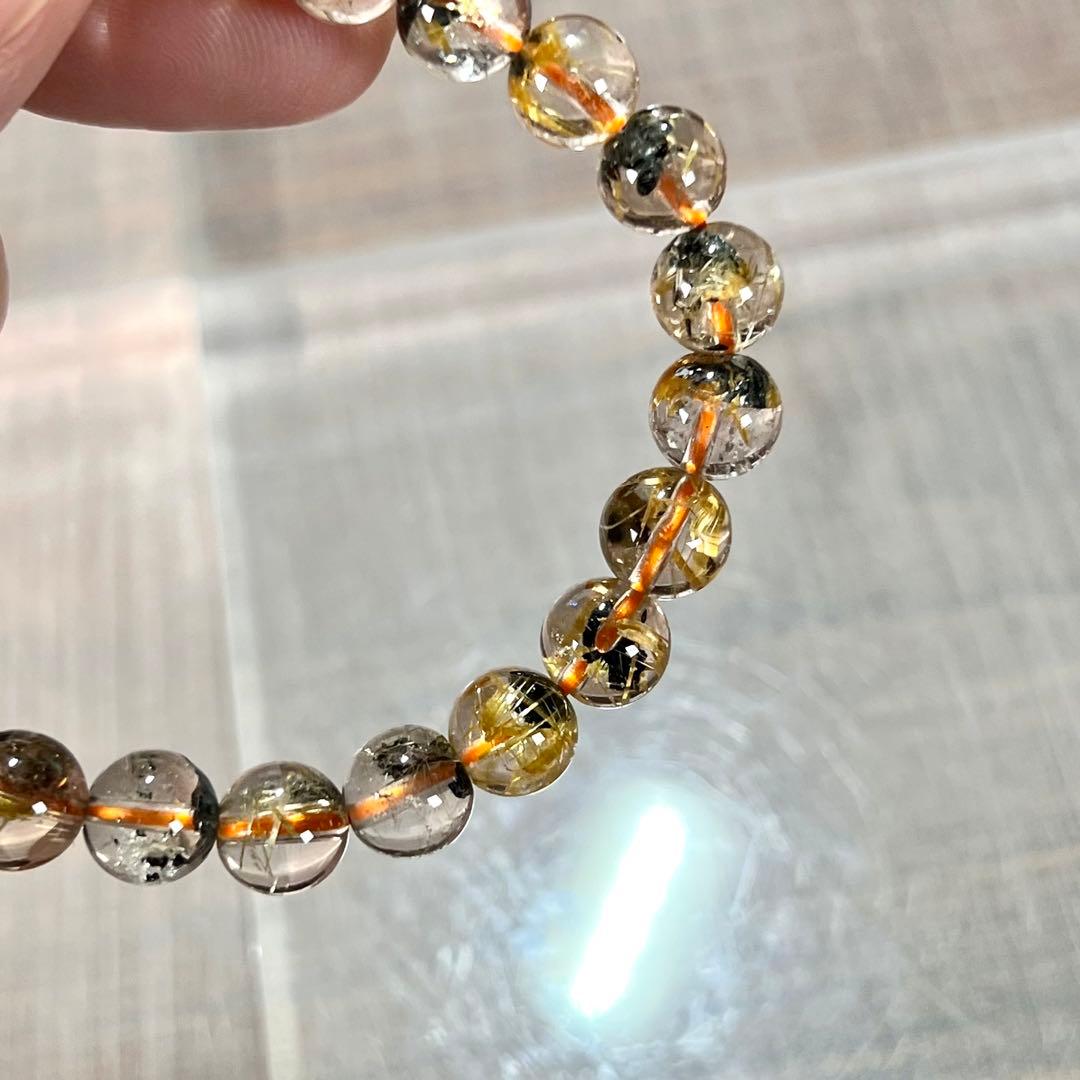 金運強　太陽放射ルチルブレスレット　ヘマタイト　ルチルクォーツ　9
