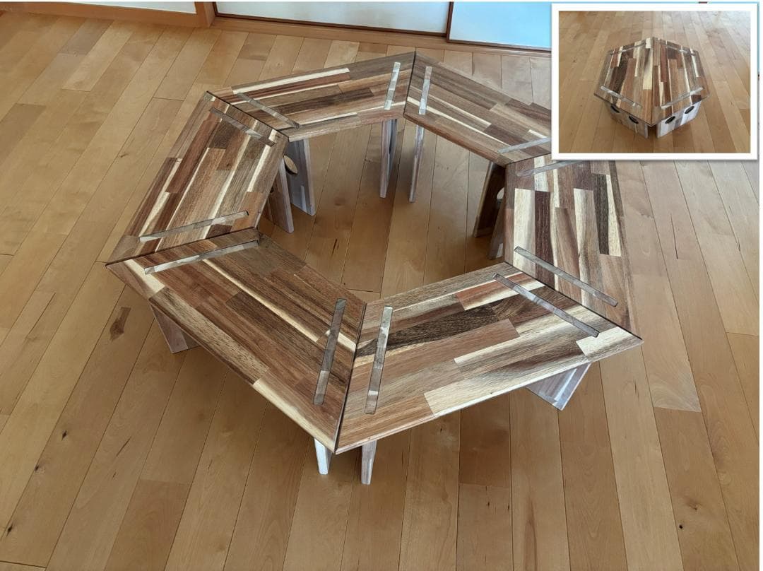 中サイズ ヘキサゴンテーブル ヘキサテーブル 囲炉裏テーブル 組み立て式