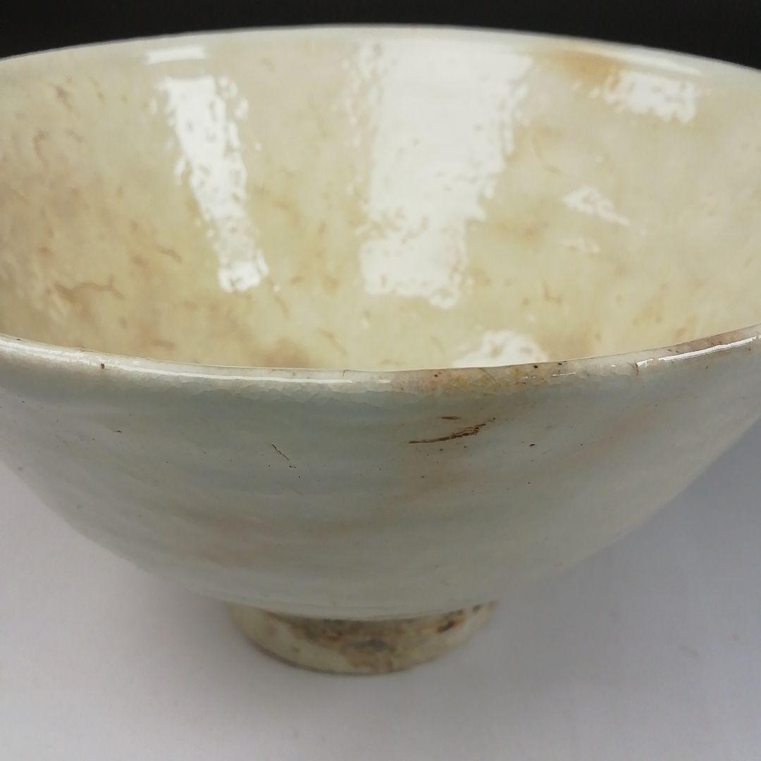 T101 茶碗 『粉引火変り 茶碗』『其中窯 河村又次郎』 共箱 抹茶碗