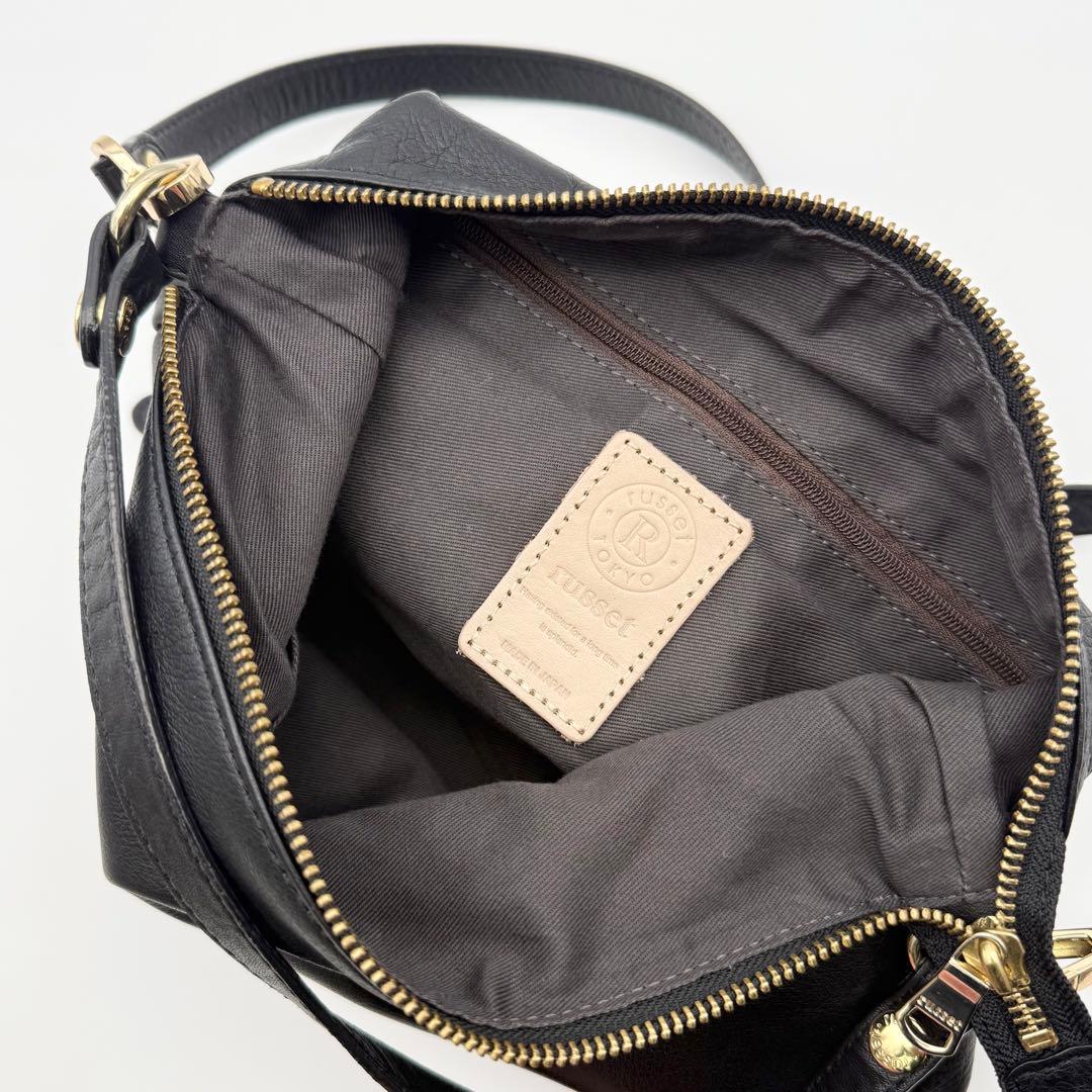 ラシット ソフトレザーシンプルショルダーバッグ 2way ブラック 日本製 牛革