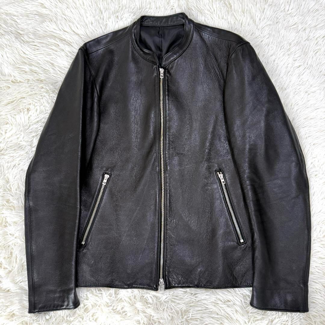 美品✨417 エディフィス シングルライダースジャケット ラムレザー 黒