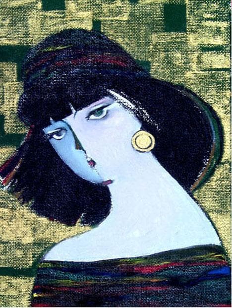 油絵 菅家令子 絵 絵画 インテリア 額付(黒) SM-070401 人物 女性