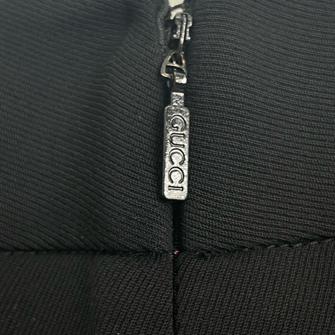 極美品 GUCCI グッチ スカート 金具 刻印 ひざ丈 ウール混 ブラック