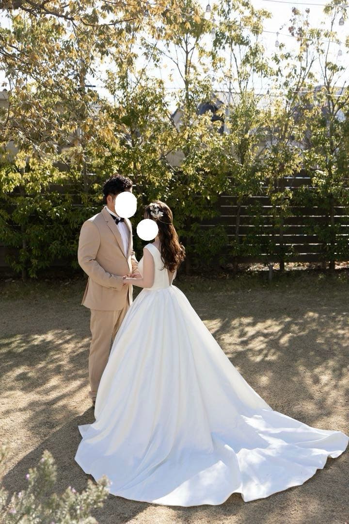 ボートネック Aライン　ウェディングドレス　YNS