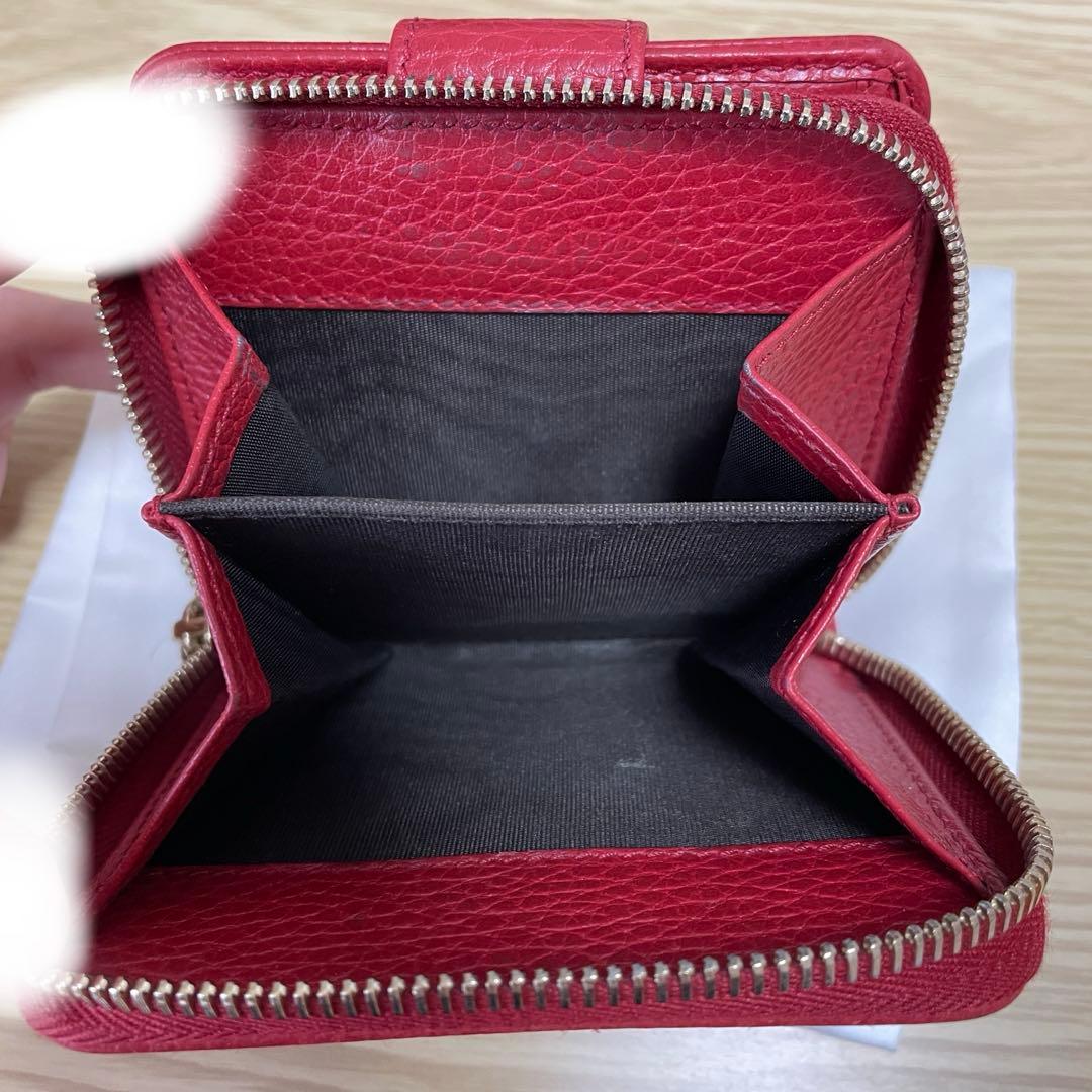 GUCCI GGパターン 二つ折り財布 ベージュ/レッド