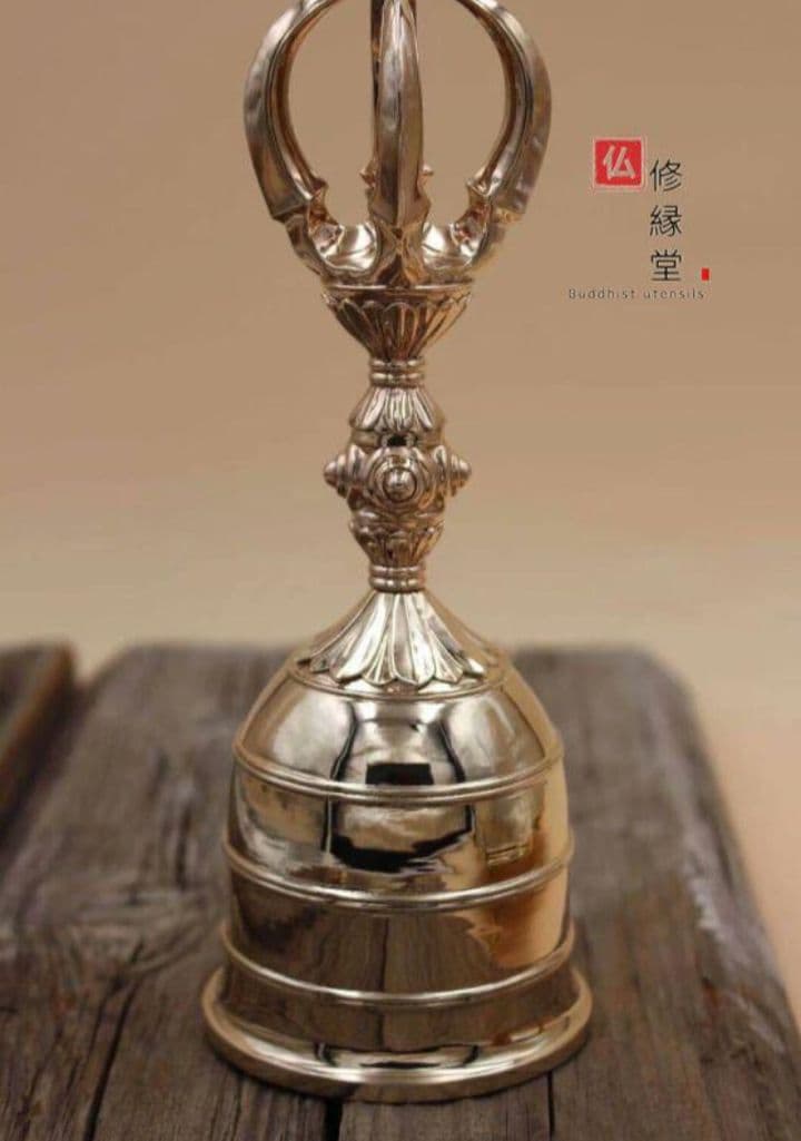 【修縁堂】密教法具 空海大師飛行法器 五鈷金剛鈴 鐘 真鍮製 19cm