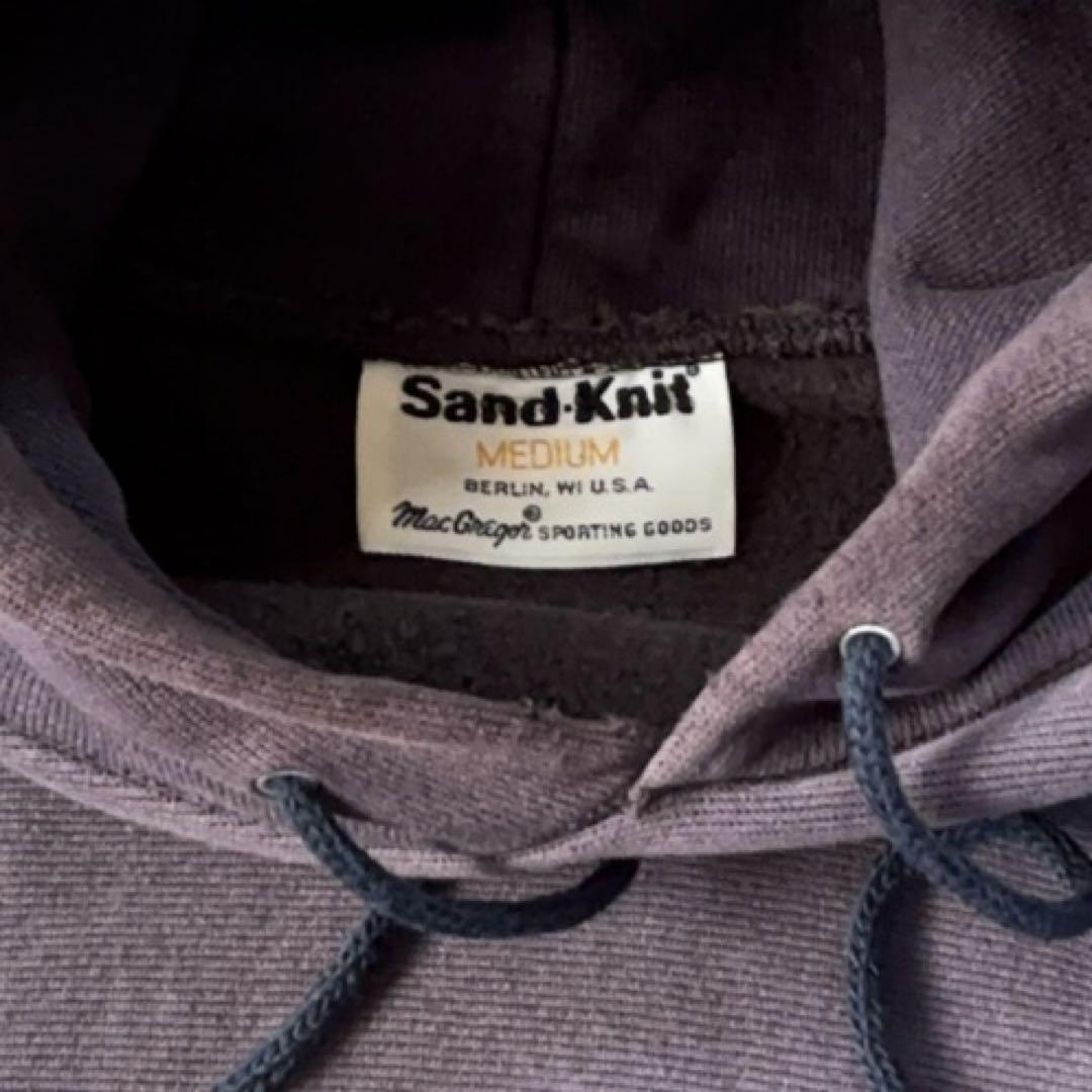 【70s80s】USA製 sand Knit （L）フーディ 茄子紺 フェード