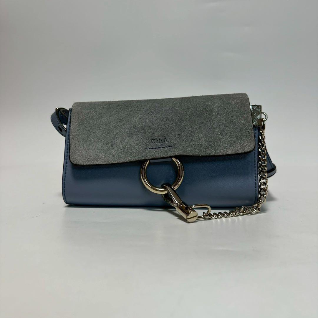 o33【美品】クロエ　フェイ　レザー　スエード　チェーン　ショルダーバッグ