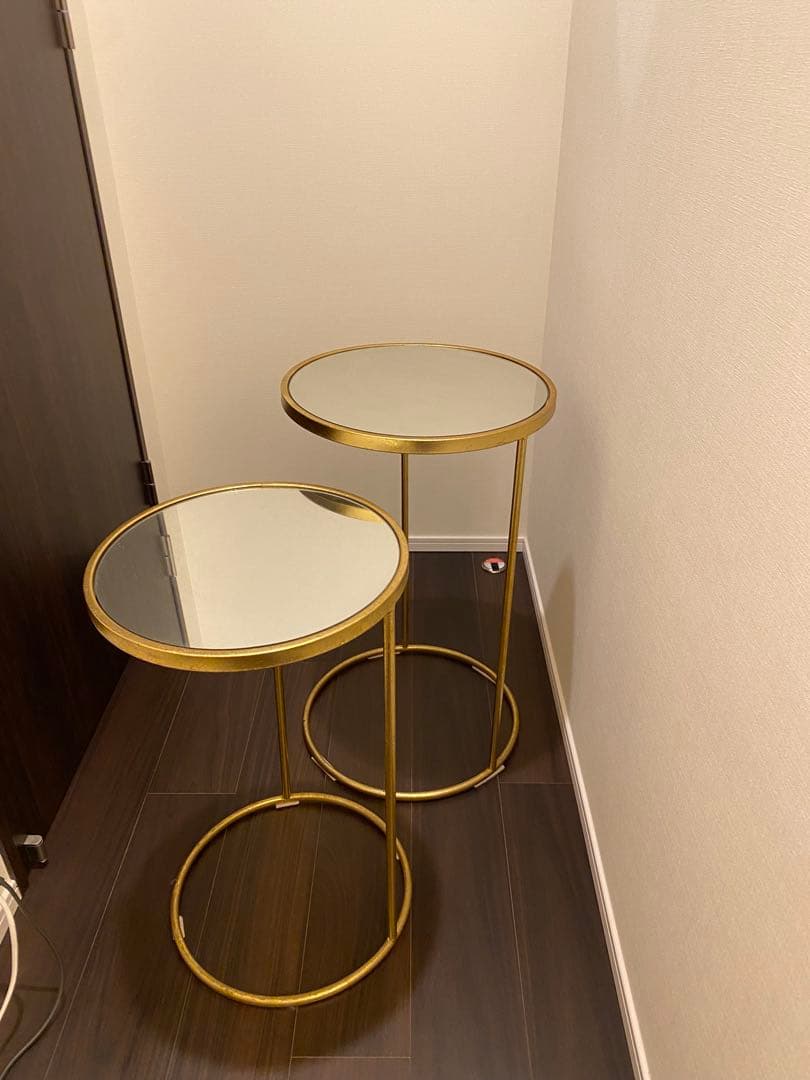 ZARA  ゴールド円形ガラスサイドテーブル2点セット ZARA HOME⭐︎大理石 サイドテーブル ZARA HOMEリアル大理石ネスト