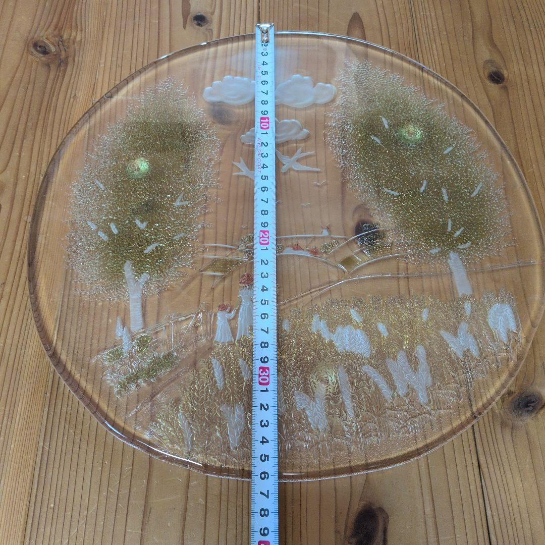 北一硝子のヴィンテージ飾り大皿（新風彩 銘々皿）約36cm 和彩のばし