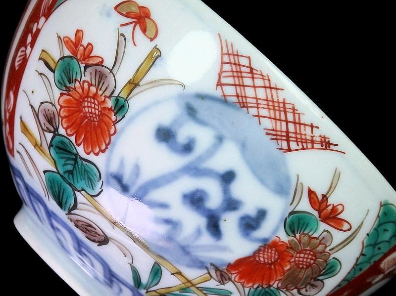 古伊万里 色絵 桐に鳳凰 丸紋に菊の図 蓋茶碗 4客 D200AS-fbut - メルカリ