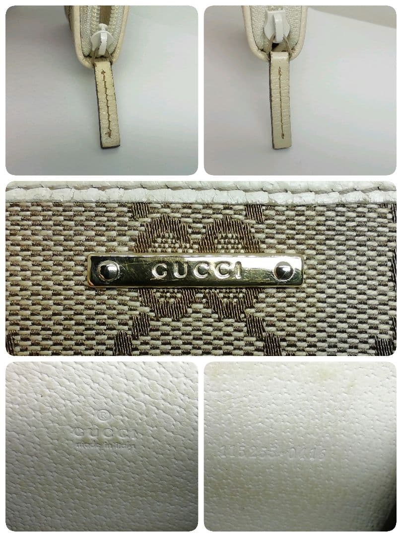 GUCCI　グッチ　GGキャンバス キャメルホワイト　ケース　小銭入れ
