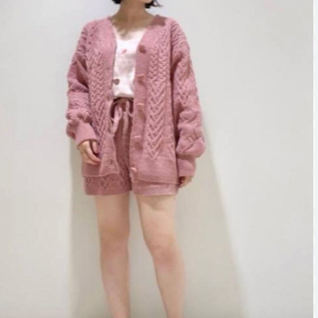 ジェラピケ バレンタイン ハートアラン カーディガン ショーパンセット