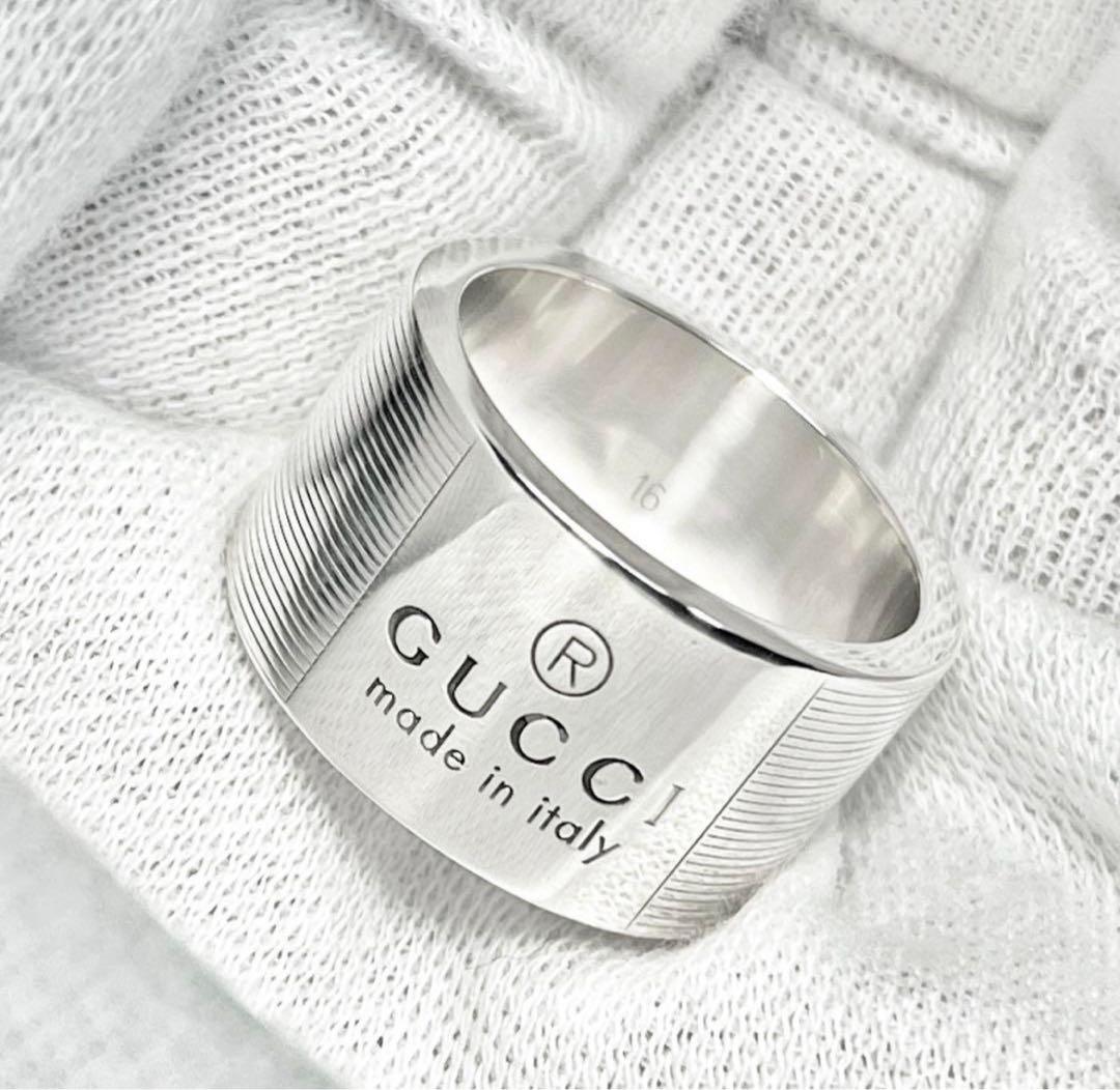 美品　GUCCI 指輪　ロゴワイドリング　15号