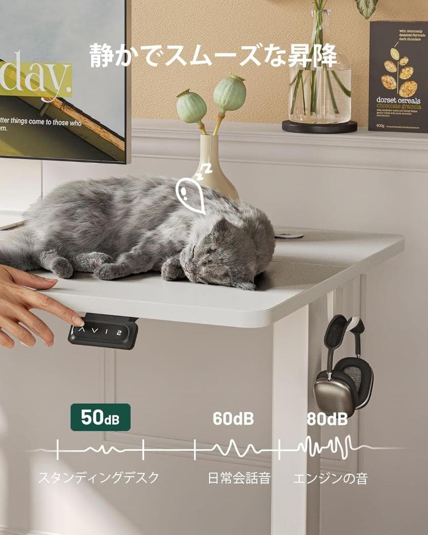 Cubiker 電動 スタンディングデスク 昇降デスク 幅100cm ホワイト