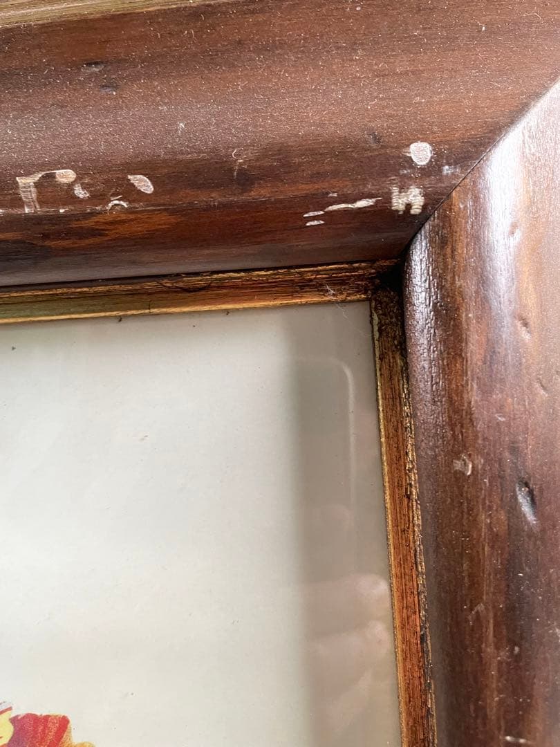 ビンテージ/イタリア製/ウッドフレーム/ボタニカル/額装/金縁/大型/店舗什器