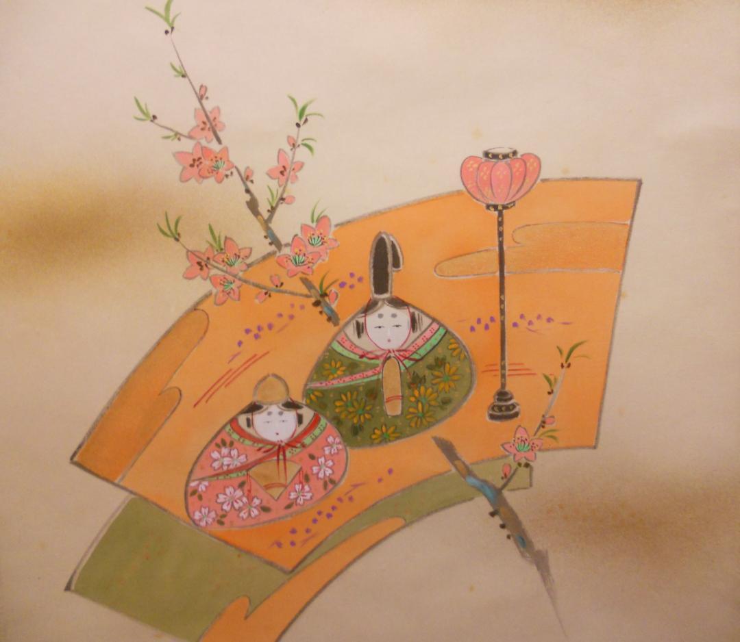 掛け軸 信人 貝雛 絹本 希少 軸装 茶道具 掛軸 美品 です。