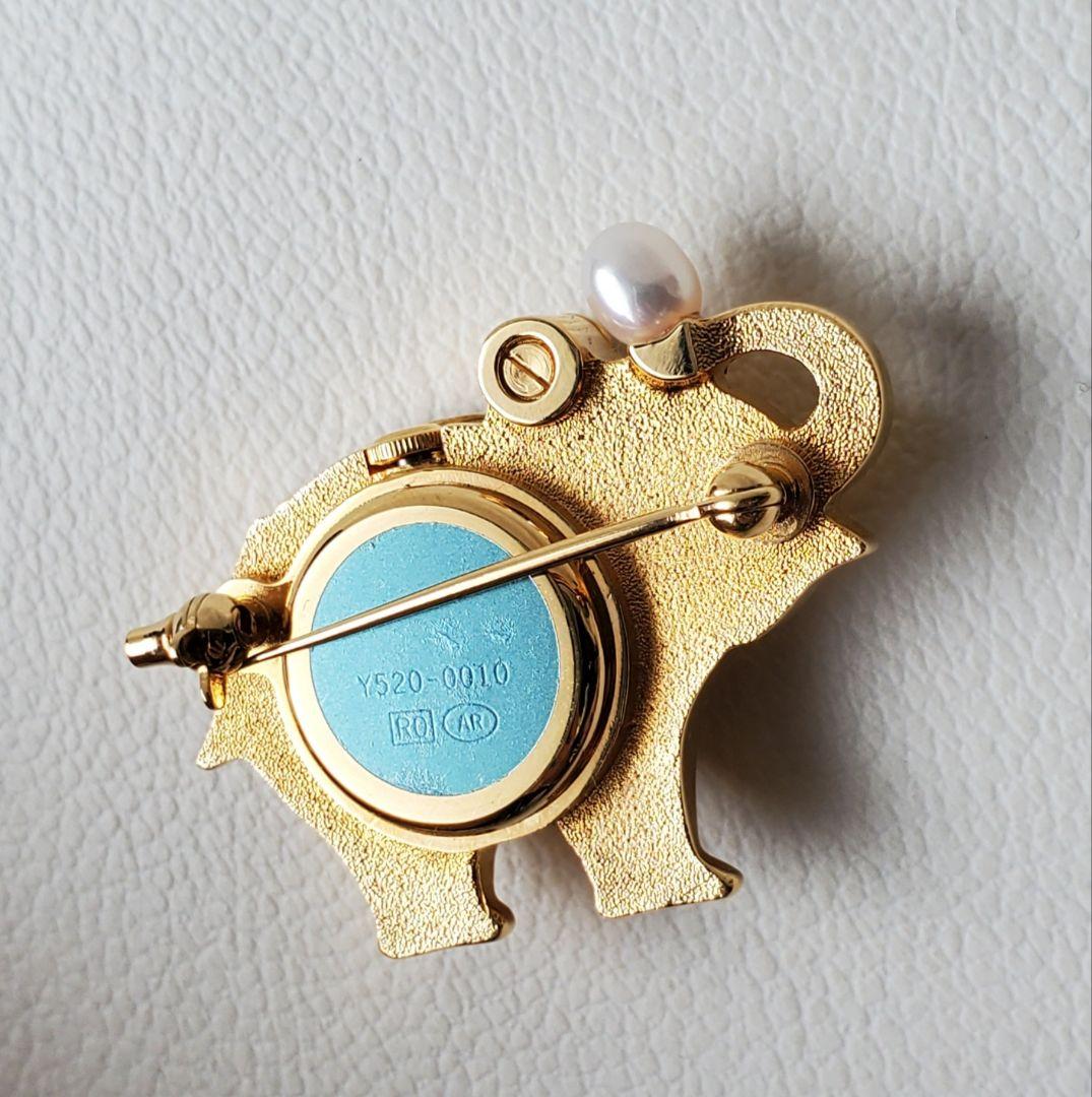 TASAKI タサキ エレファント 時計 本真珠 ブローチ ジュエリー
