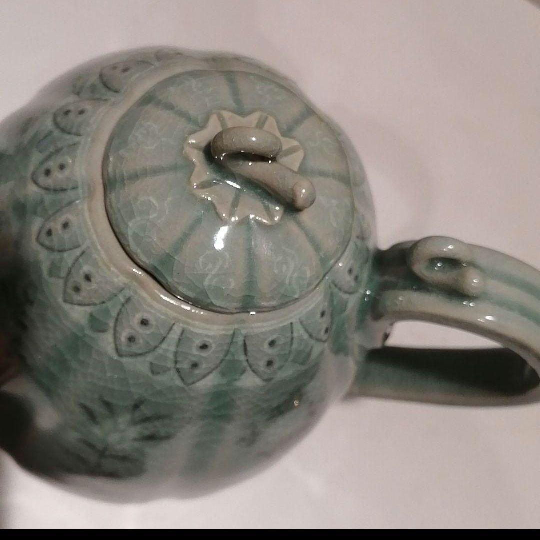 青磁瓜形ポット箱なし未使用骨董アンティーク