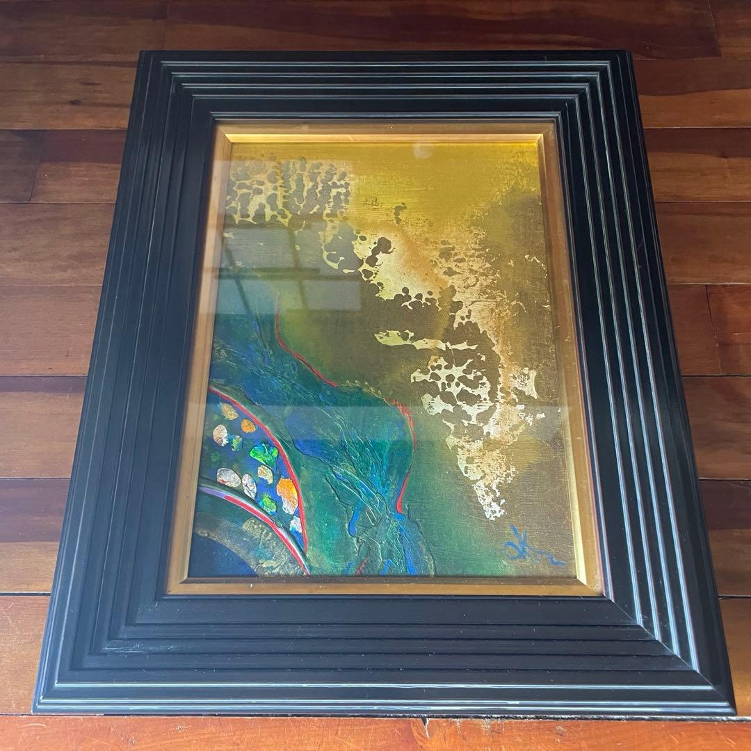 美術品 アート作品 抽象画　ゴールド　アンティーク雑貨　昭和レトロ　絵画　開運