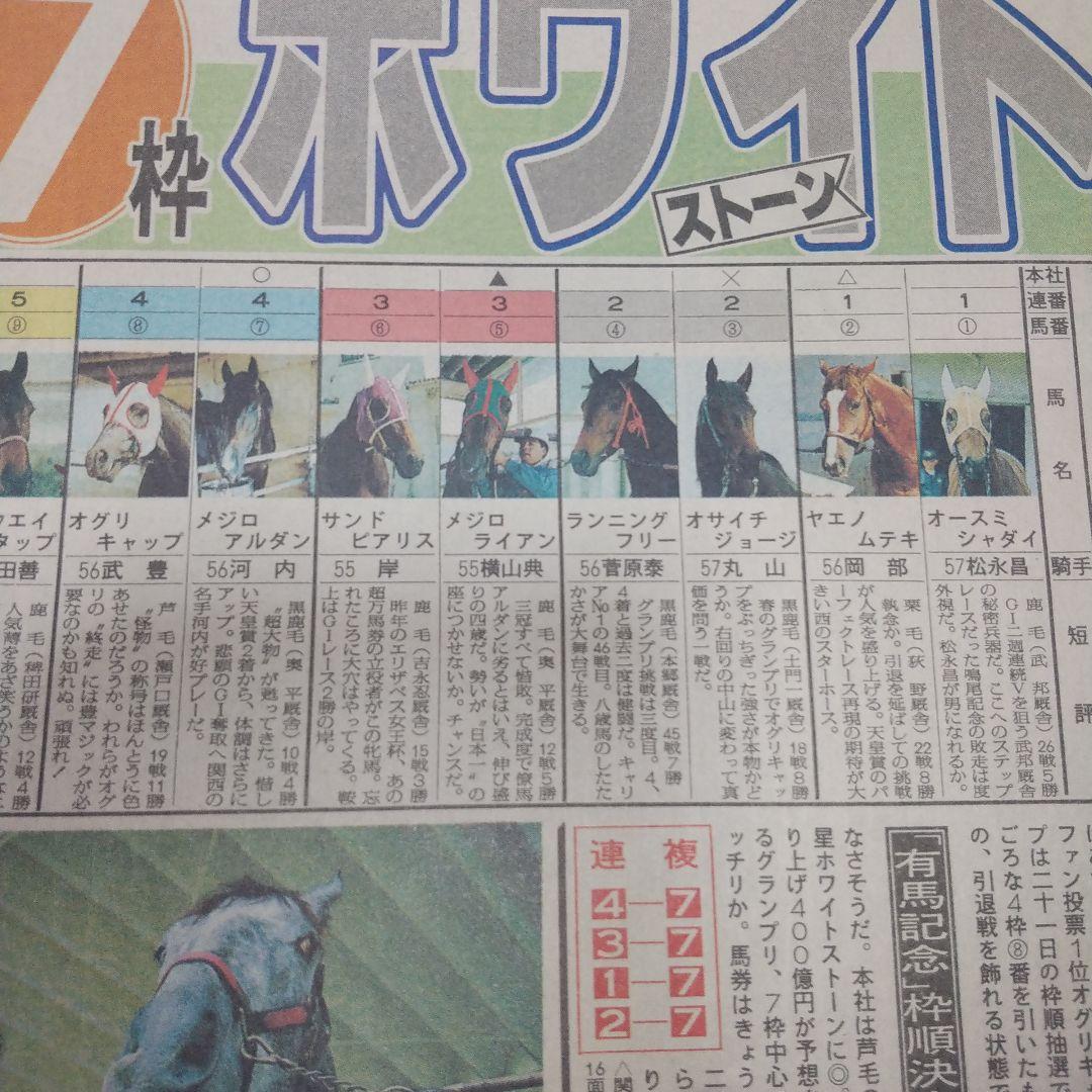 スポーツニッポン1990年12/22 オグリキャップ 伝説の有馬記念 前日当時