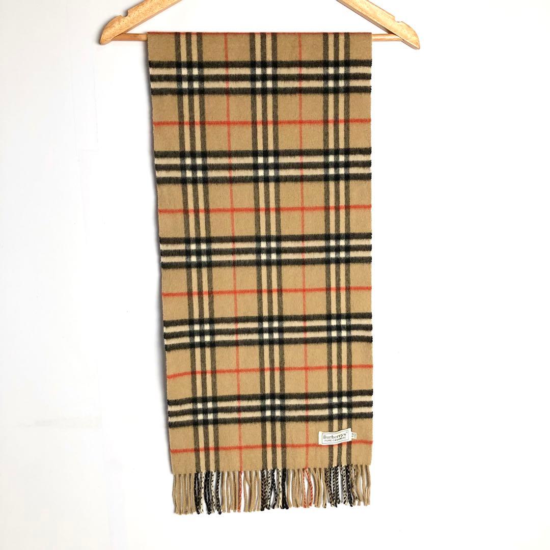 美品✨バーバリーズ ピュアカシミヤ 白タグ ヴィンテージ マフラー