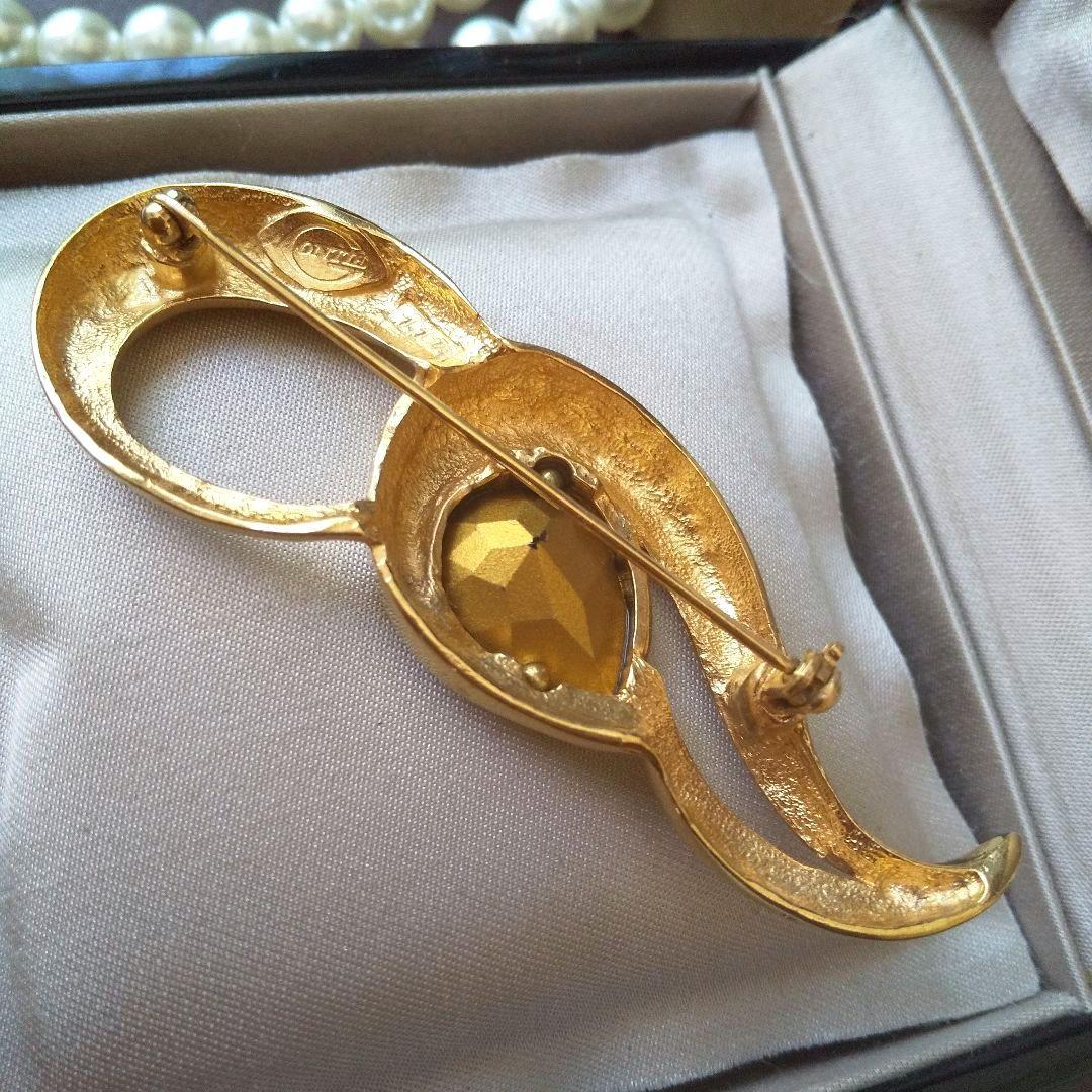 フランス GONTIE PARIS アンバー ゴールドブローチ ヴィンテージ