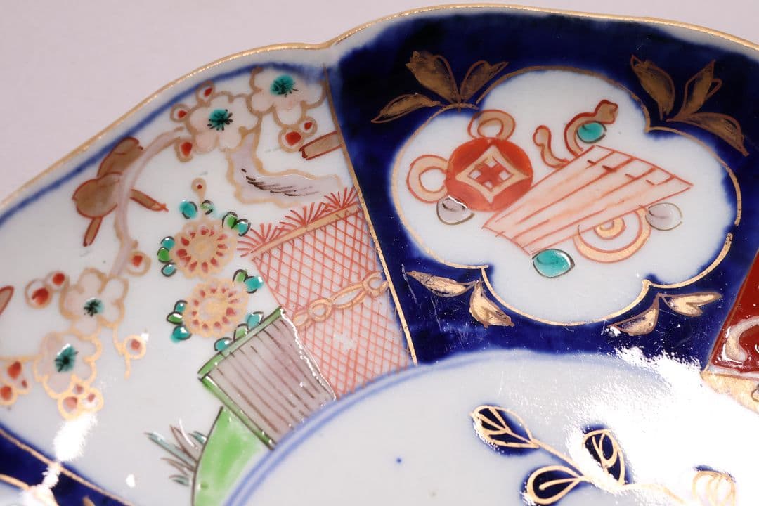 【CM119】古伊万里 色絵 中皿 2枚 盛皿 幅22.3cm 錦手 花鳥 草花