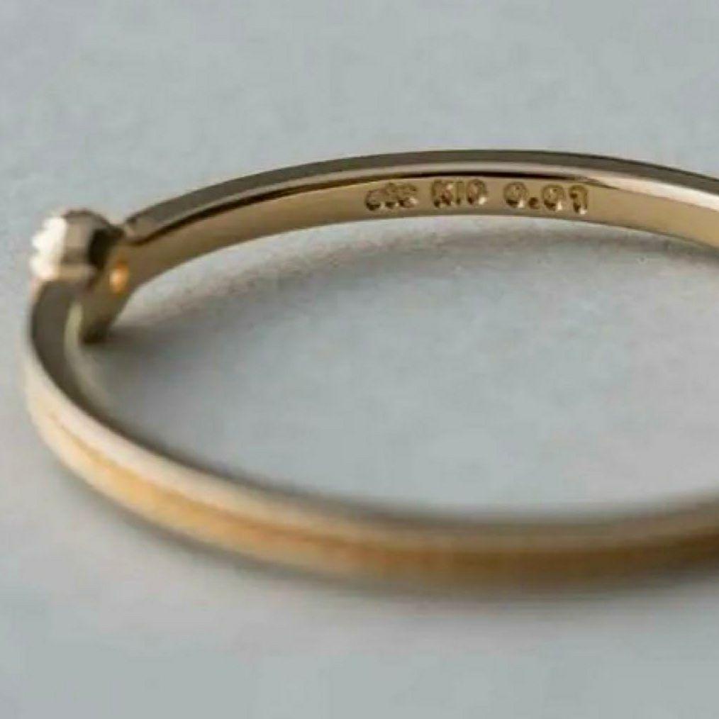 エテ K10YG レイヤード ミル打ち 1粒ダイヤモンド リング