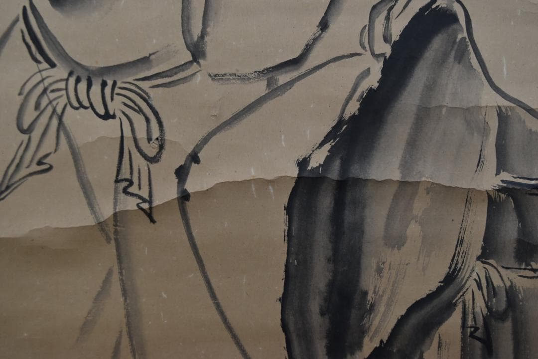 【真作】永平寺初代副貫首/丘球学/人物画賛/掛軸/名家伝来/Z-855