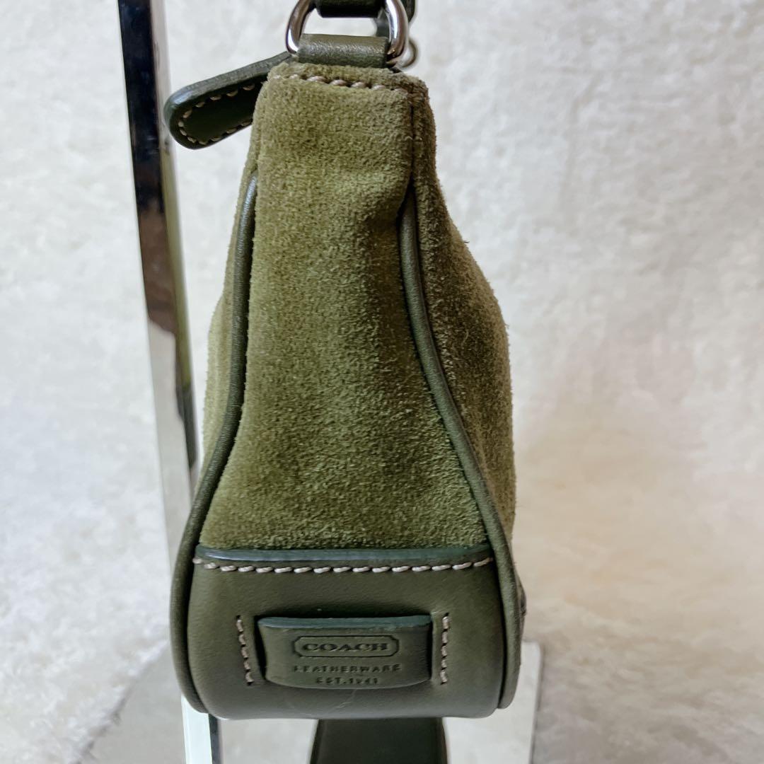バッグ vintage coach suede shoulderbag green