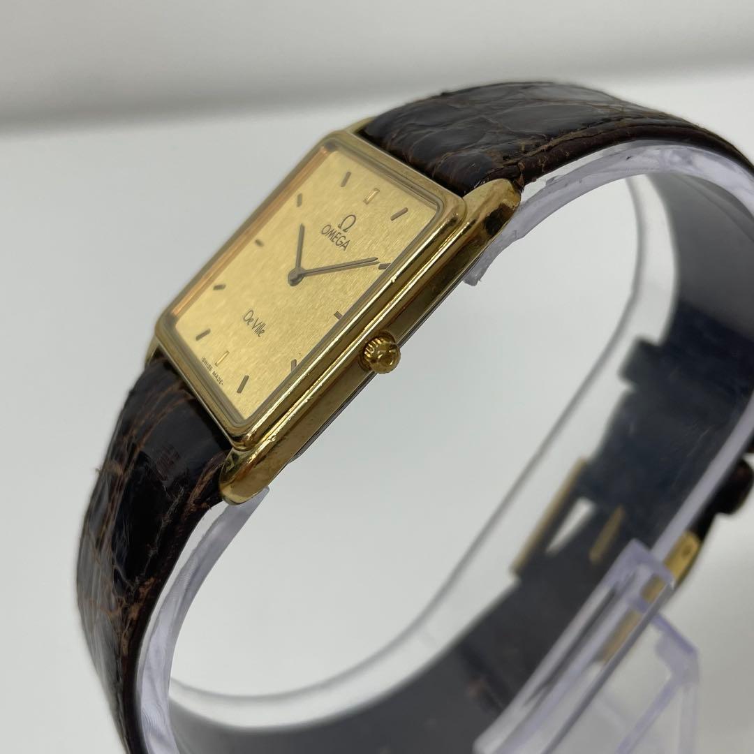 【TK】OMEGA オメガ　DeVile スクエア　クォーツ腕時計　不動