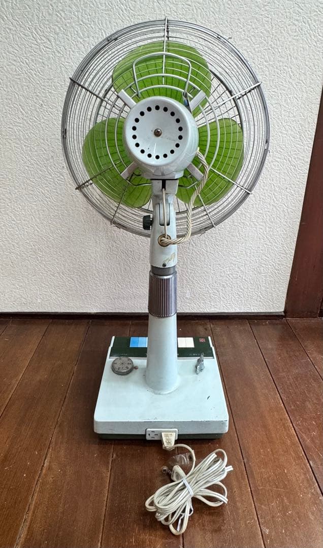 動作確認済み 当時物 National ナショナル扇風機　F-30HL 緑羽根